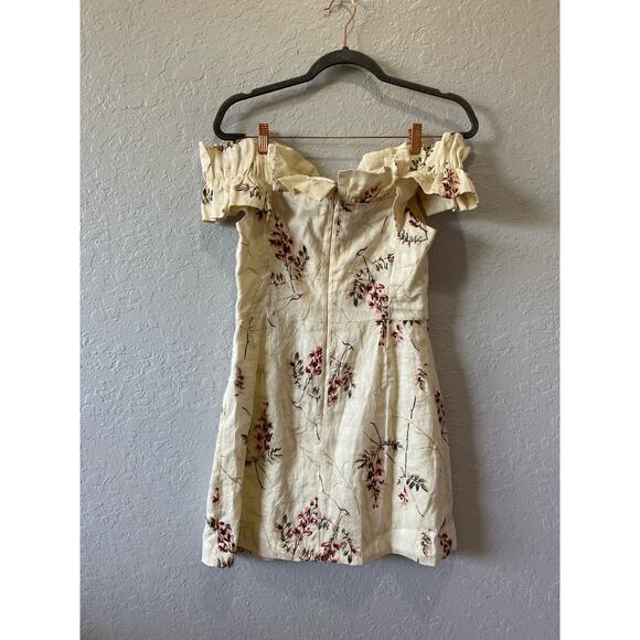 Rebecca Taylor off the shoulder Linen embroidered dress Size 4 NWT - Picture 8 of 13